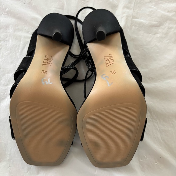 NWOT Zara Saldi Black High-Heeled Sandals Sleek Straps SZ 5 - Picture 8 of 16